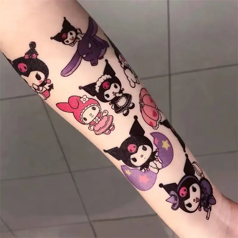 Sanrio Cartoon Characters Kuromi Hello Kitty Children Temporary Tattoos Cute - £7.66 GBP+