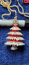 New Betsey Johnson Necklace Christmas Tree Red White Holiday Collectible Decor - $14.99