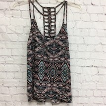 Rue 21 Womens Tank Top Black Blue Aztec Scoop Neck Strap Back XS - $2.93