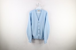 Vtg 70s Streetwear Mens L Kurt Cobain Knit Cardigan Sweater Carolina Blue USA - £55.35 GBP