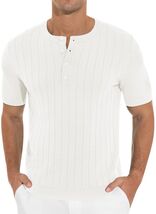 NITAGUT Mens Slim Fit Henley Shirt Short Sleeve Button White Size L - $248.52 MXN NITAGUT Mens Slim Fit Henley Shirt Short Sleeve Button White Size L - $248.52 MXN