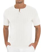 NITAGUT Mens Slim Fit Henley Shirt Short Sleeve Button White Size L - €11,59 EUR NITAGUT Mens Slim Fit Henley Shirt Short Sleeve Button White Size L - €11,59 EUR
