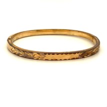 Vintage 12K Gold Filled Signed H.F. Barrows Etched Baby Child Bangle Bracelet 5&quot; - £31.64 GBP