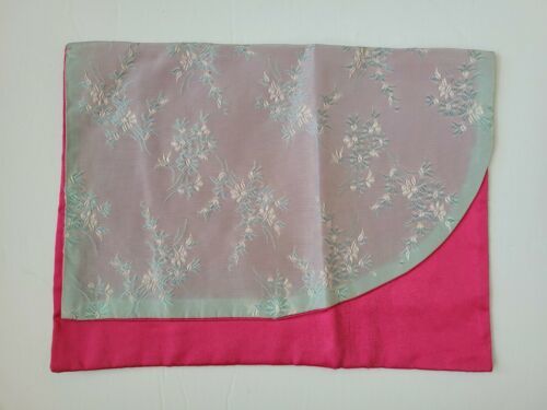 Vintage 1950&#39;s Handmade Cloth Make-Up &amp; Accessories Bag Pink &amp; Blue - $7.91