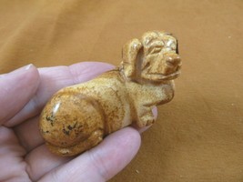 (Y-DOG-DA-712) tan DACHSHUND weiner dog hotdog FIGURINE carving I love m... - $17.53