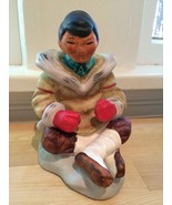 Modern Inuit / Eskimo Man Figurine Sculpture, Handpainted, Anchorage Alaska - £14.94 GBP