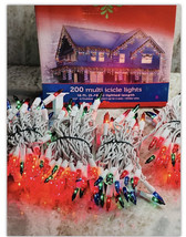 December Home 200 Multi Icicle Lights 18ft Indoor/Outdoor-White Wire - £17.20 GBP