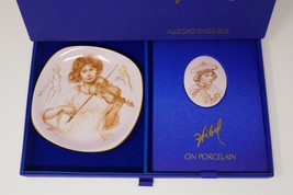 Edna Hibel Allegro Plate &amp; Flutist Oval Book Cover Allegro Ensemble Collectible - £22.24 GBP