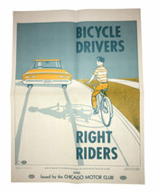 AAA Chicago Motor Club “Bicycle Drivers Right Riders” 2 Sided Safety Pos... - $40.84