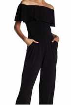 VINCE CAMUTO Black Flounce Ruffle Off The Shoulder One Piece Jumpsuit Si... - £22.15 GBP