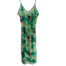 Vintage California Dynasty Emerald Green Floral Slip Dress Chemise Medium - $58.00