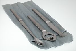 Arthur Salm Edelstahl Mitte des Jahrhunderts BAR Satz Mit Filz Tasche - €45,05 EUR