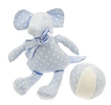 Bam Bam Gisela Graham Baby Boy Mouse &amp; Ball Rattle &amp; Soft Toy Set In She... - £7.65 GBP