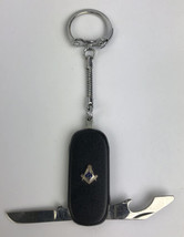 Rare Black Masonic Folding Pocket Knife Bottle Opener Screwdriver Keychain LOOK - £14.11 GBP