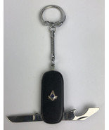 Rare Black Masonic Folding Pocket Knife Bottle Opener Screwdriver Keycha... - $17.99