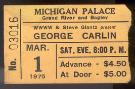 GEORGE CARLIN 1975 Vintage Ticket Stub Michigan Palace Comedy Steve Gian... - $9.75