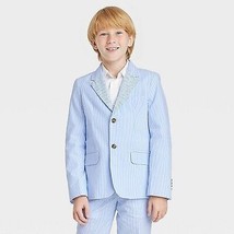 Boys&#39; Seersucker Striped Suit Jacket - Blue 7 - £17.55 GBP