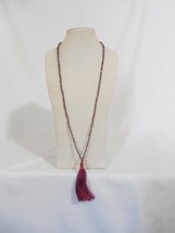 Aqua 28&quot; Burgundy Iridescent Beaded Chain Tassel Necklace D130 $30 - £6.24 GBP