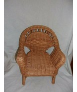 Wooden Wicker Beaded Doll/Bear Chair 11&quot; Tall - £15.66 GBP