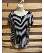 Cable &amp; Gauge Black White Striped Blouse Top Woman&#39;s Size Large KG JD - $19.80