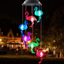 WANQDG Flamingo Solar Wind Chimes for Outside, Waterproof LED Solar Powered Memo - £15.27 GBP