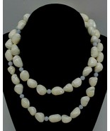 Vintage Pearl White Opal Polished Sea Shell Beaded Necklace Strand Stone... - £26.56 GBP