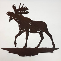 MOOSE Metal Sculpture Sign 19x19&quot; Hanging Decor Brown Mountain Lodge Log... - $502.67 MXN