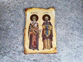 Orthodox Christian Icon of Saint Cyril and Methodius, Orthodox Christian... - $13.00