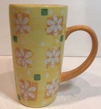 Starbucks Mug 2006 Tall Late Multi-Color Floral Design On Yellow 16oz Coffee Cup - £23.25 GBP