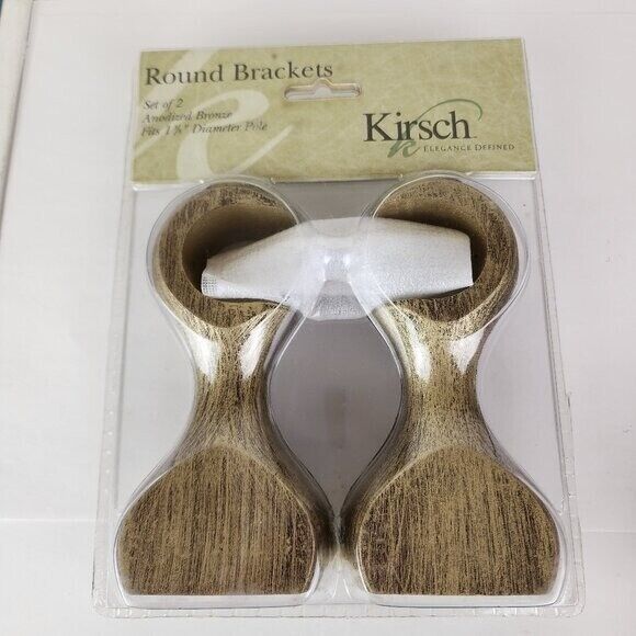Kirsch Round Brackets Set of Two Anodized Bronze 1-3/8" Pole NWT - $18.80