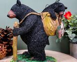"Gone Fishing" Mother Black Bear With Cub In Fishing Backpack Statue Wil... - $30.99