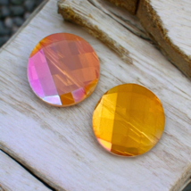 2 pcs Discontinued Topaz AB Crystal Beads Faceted Checkerboard Twist Round 14mm - $9.49