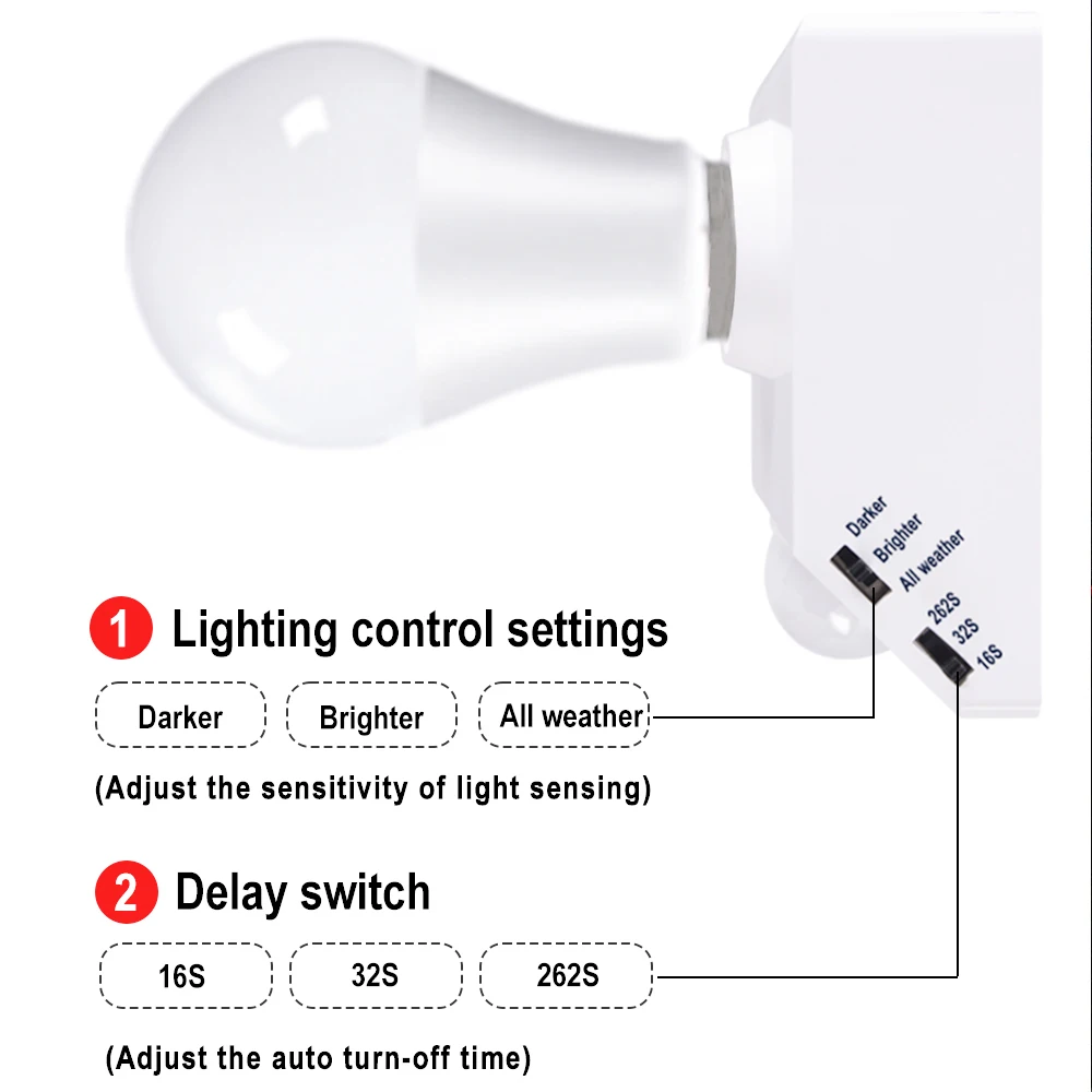 House Home PIR Motion Sensor Switch E27 Smart Lamp Holder With Brightness Delay  - £19.98 GBP