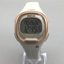 Timex Ironman Digital Watch Women Rose Gold White 100M Timer Indiglo Date Day a2 - £15.65 GBP