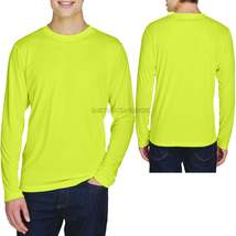 Mens Safety Yellow Long Sleeve Base Layer T-Shirt  Wicking XS-XL 2X 3X 4... - £11.01 GBP+