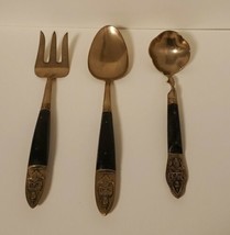 Vintage Siam Flatware Bronze Brass Wood Large Serving Spoon, fork &amp; Ladle  - $0.94