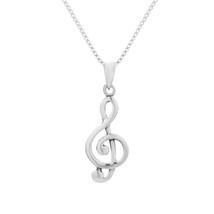 Treble Clef Pendant 925 Sterling Silver Necklace - £17.17 GBP
