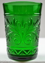 Anchor Hocking Glass Sandwich Forest Green Pattern 9 Oz. Tumbler 4&quot; Glassware - £10.09 GBP