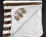 Baby Starters Blanket Sock Monkey Stripe I Love My Monkeys - $29.99