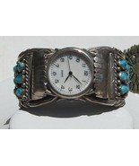 Signed Sterling Silver and Turquoise Watch Cuff Bracelet - $375.00