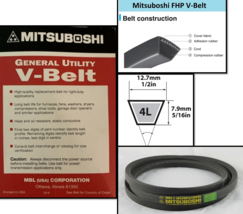 General Utility V-Belt 0.5&#39;&#39; W x 63&#39;&#39; L - Mitsuboshi 4L630A FHP 4L630 - $1.38 CAD