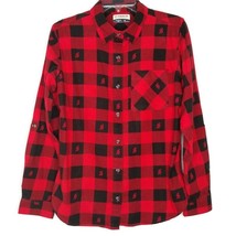 Magellan Womens Flannel Shirt Size Medium Long Sleeve Button Up Red Plaid - £10.98 GBP