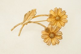 Vintage Costume Jewelry 14KT Gold Filled BOJAR Twin Daisy Flower Brooch Pin - £19.46 GBP