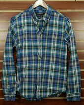 AE Athletic Fit Button Front Shirt Blue Plaid AEO NEW Men&#39;s Small $39.95 - $14.84