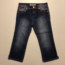 Old Skool Girls Blue Capri Jeans with Pockets &amp; Embroidered Design size 10 - $10.39