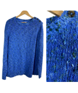 J Jill Sweater Size L Cozy Soft Nubby Knit Pullover Blue Fisherman Core ... - $63.44 CAD