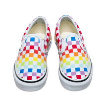 Kids Vans Classic Slip On Checkerboard Rainbow Kids Size 7.0 Td - £30.85 GBP