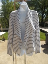NWT ADYSON PARKER FRENCH TERRY WHITE&amp;BLACK STRIPED JACKET L - £15.97 GBP