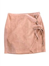 Hem &amp; Thread lace up ultra suede mini skirt in CAMEL - £21.04 GBP