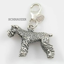 Schnauzer Dog Charm 3-d Solid Sterling Silver - $47.52